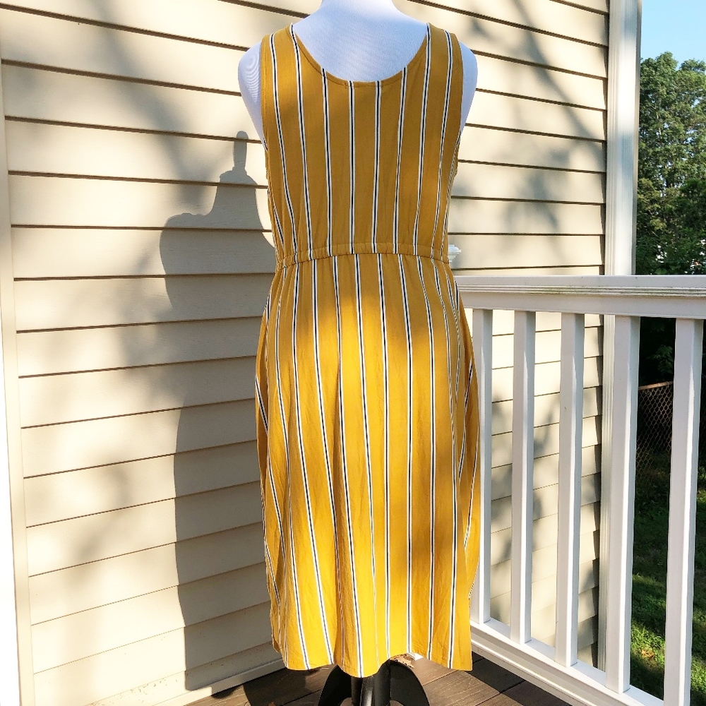 NWOT Yellow Planet Gold Striped Midi Dress - Picture 5 of 7